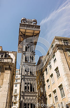The Santa Justa Lift in Lisbon, Portugal Editorial Stock Photo