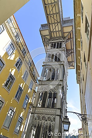 Santa Justa Lift in Lisbon, Portugal Editorial Stock Photo