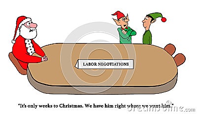 Santa is in labor strife Stock Photo