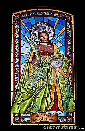 Santa Lucia in stained glass Stock Photo