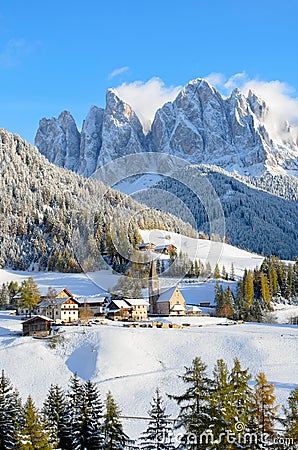 Santa Maddalena in winter Stock Photo