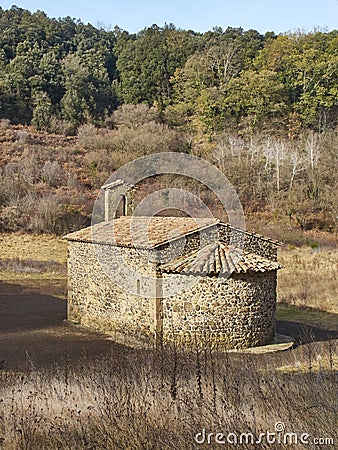 Santa Margarida chapel in La Garrotxa volcanic area. Catalunya, Spain Stock Photo