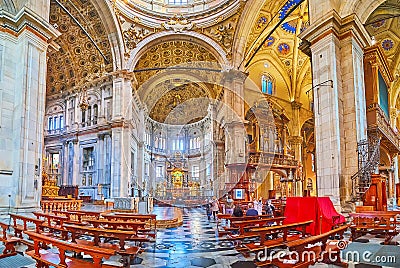 Santa Maria Assunta Cathedral transept panorama, on March 20 in Como, Italy Editorial Stock Photo