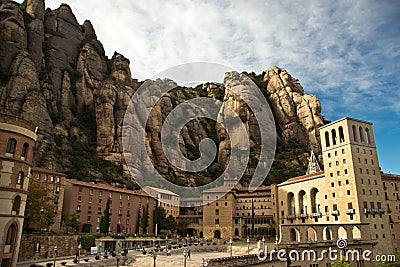 Santa Maria de Montserrat Abbey in Spain Stock Photo