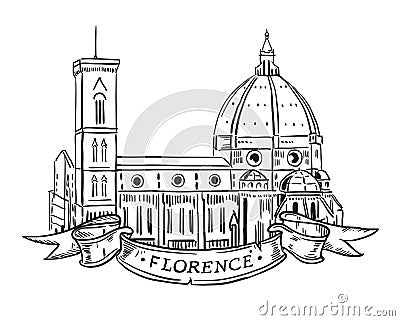 Santa Maria del Fiore, Florence Vector Illustration