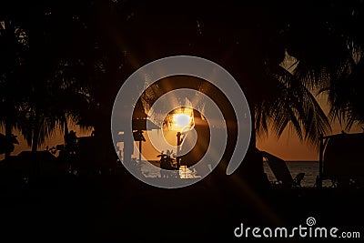 Santa Marta city beach dusk silhouette scene Stock Photo