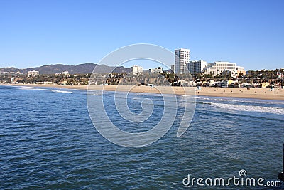 Santa Monica Beach and the Pacific Ocean Stock Photo