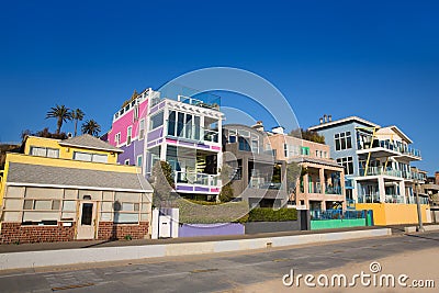 Santa Monica California beach colorful houses Stock Photo