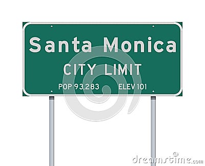 Santa Monica City Limit road sign Cartoon Illustration