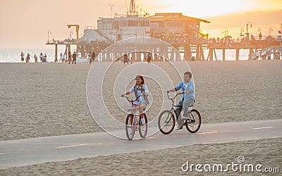 Santa Monica Pier in Los Angeles, CA Editorial Stock Photo