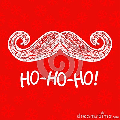 Santa moustache and Ho-Ho-Ho words. Vector Illustration