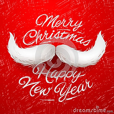 Santa moustache, Merry Christmas card Vector Illustration