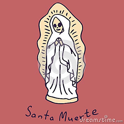 Santa muerte statuette on white isolated backdrop Vector Illustration