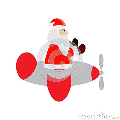 Santa ?n helicopter. on white Cartoon Illustration