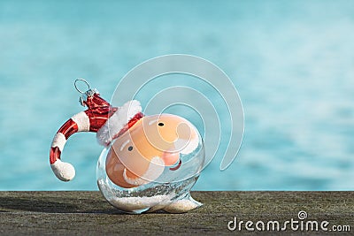 Santa ornament on the docks in Orlando, Florida. Christmas theme Stock Photo