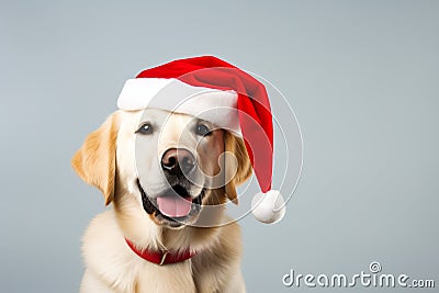 Santa Paws: Dog in Santa Ha Stock Photo