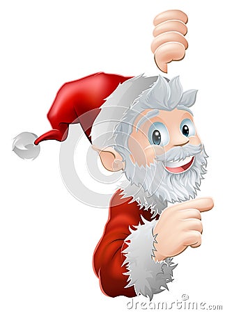 Santa peeking and pointing Vector Illustration