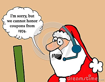Santa rejects coupons Stock Photo