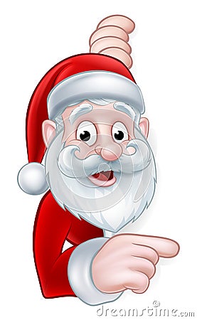 Santa Pointing Cartoon Sign Vector Illustration