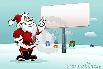 santa pointing something Cartoon Illustration