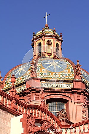 Santa prisca cupola, cathedral in taxco guerrero, mexico. Stock Photo