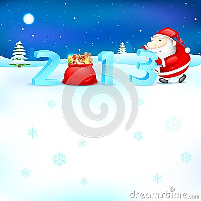 Santa pushing 2013 Vector Illustration