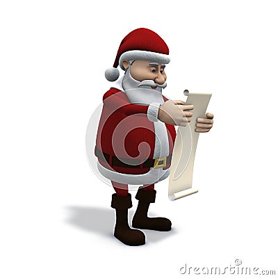 Santa reading wishlist Cartoon Illustration