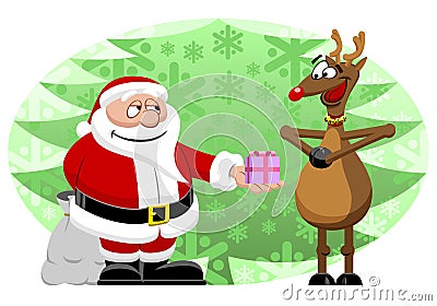 Santa & Reindeer Vector Illustration