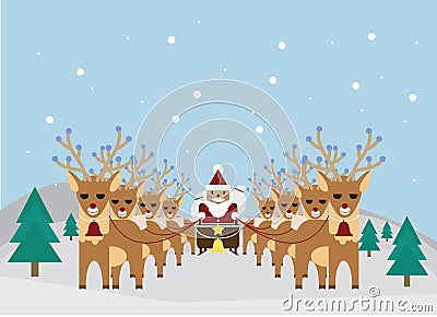 Santa and reindeer Vector Illustration