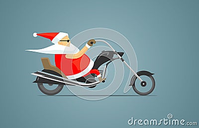 Santa Riding Chopper Motorcycle Vector Illustration