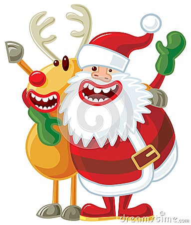 Santa and Rudolph Vector Illustration