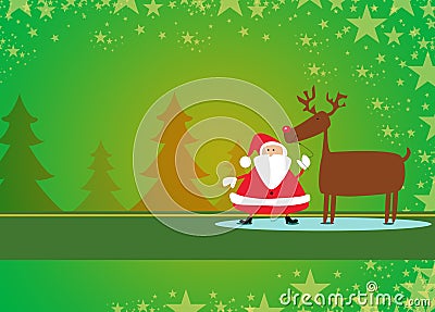 Santa and rudolph christmas background Stock Photo