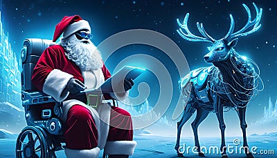 Santa and Rudolph in the cyber world Stock Photo