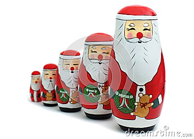 Santa Russian Nesting Dolls Stock Photo