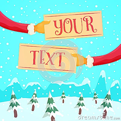 Santa's Arms Holding Signs Vector Illustration
