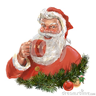 Santa's beverage Cartoon Illustration