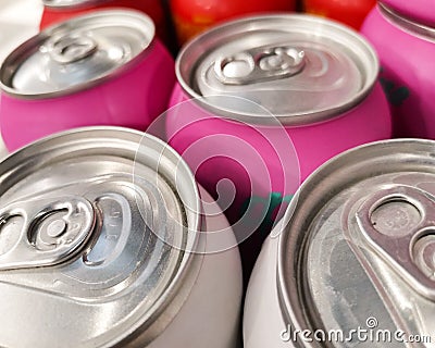 Festive decor.Macro of metal cans New Year Stock Photo