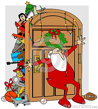 Santa's full closet Cartoon Illustration