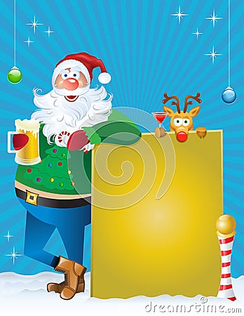 Santa's Happy Hour Vector Illustration