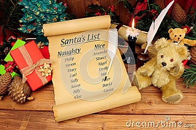 Santa`s Naughty And Nice List Stock Photo