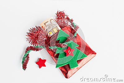 Santa's sack, Euro notes Stock Photo