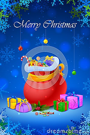 Santa sack and gift box for Christmas Vector Illustration