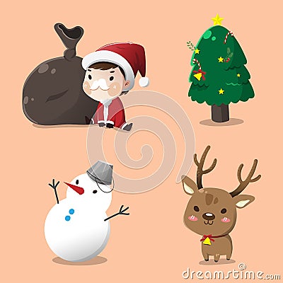 Santa set for christmas day Vector Illustration