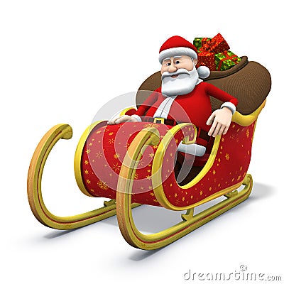Santa sitting in his sleigh Cartoon Illustration