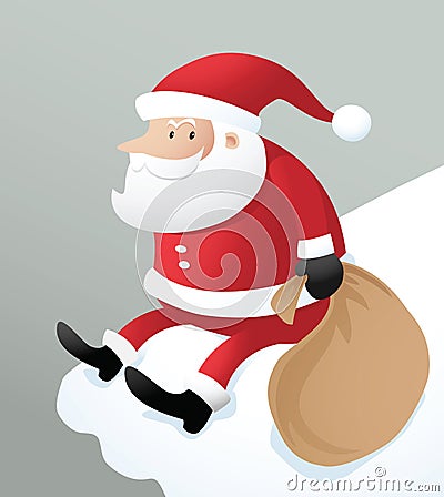 Santa sitting on ice roof Vector Illustration