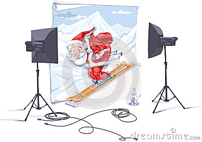 Santa the skier Vector Illustration