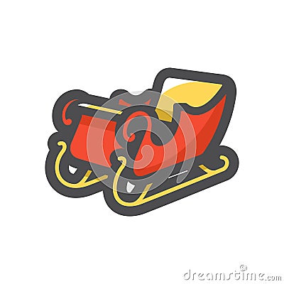 Santa Sled Cart Vector icon Cartoon illustration. Vector Illustration