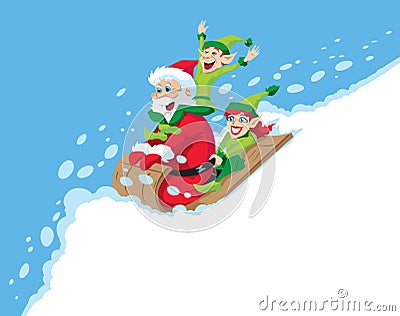 Santa Sledding Vector Illustration