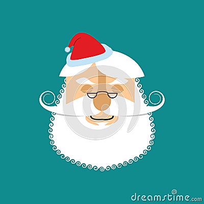 Santa sleep Emoji. Christmas Dream . Santa Claus with eyes close Vector Illustration