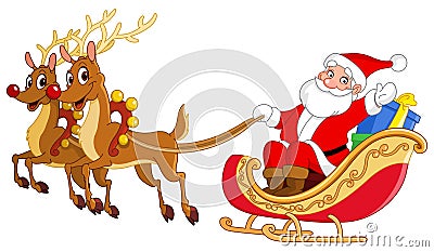 Santa sleigh Vector Illustration